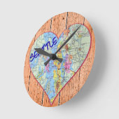 Seattle Map Heart Runde Wanduhr (Winkel)
