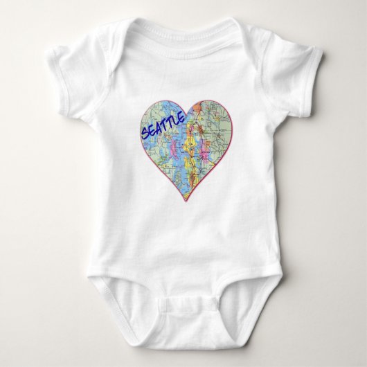 Seattle Map Herz Baby Strampler (Vorderseite)