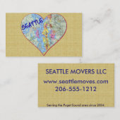 Seattle Map Herzkutout Business Cards Visitenkarte (Vorne/Hinten)