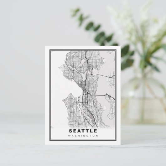 Seattle Map Postkarte (Stehend Vorderseite)