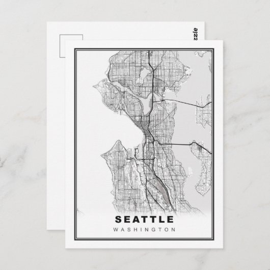 Seattle Map Postkarte (Vorne/Hinten)