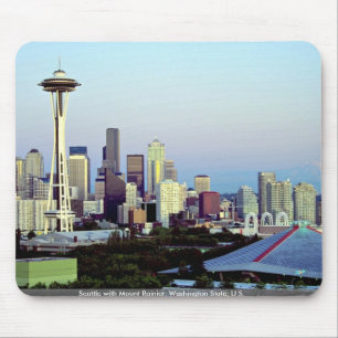 Seattle mit dem Mount Rainier, Washington-Staat, Mousepad