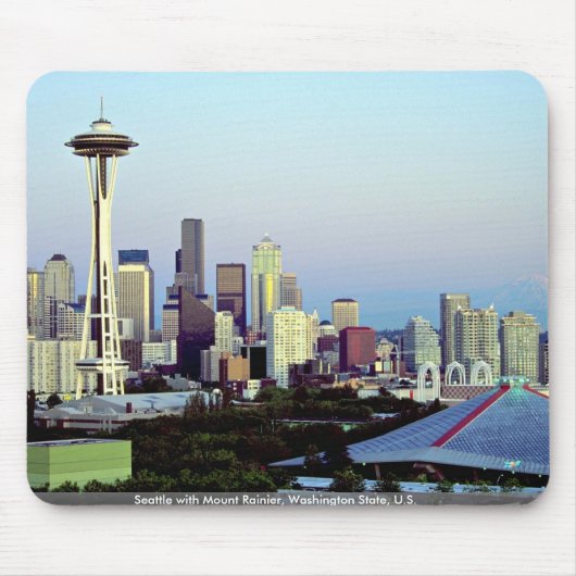 Seattle mit dem Mount Rainier, Washington-Staat, Mousepad (Vorne)