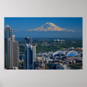 Seattle mit Mount Rainier Fotografie Poster (Vorne)