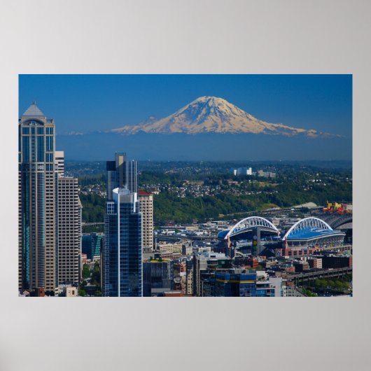 Seattle mit Mount Rainier Fotografie Poster (Vorne)