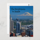 Seattle mit Mount Rainier Fotografie Postkarte (Vorne/Hinten)