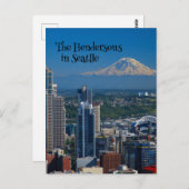 Seattle mit Mount Rainier Fotografie Postkarte (Vorne/Hinten)