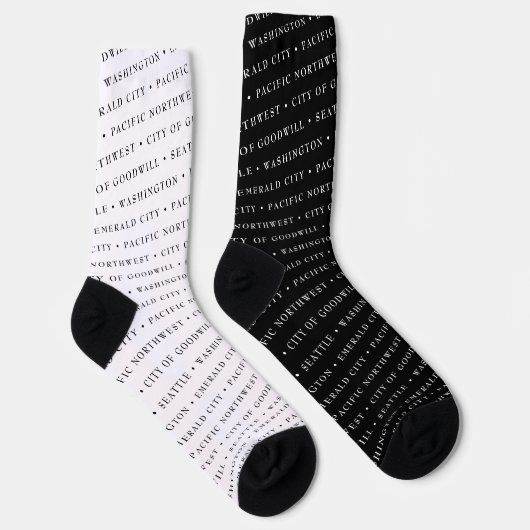 Seattle Modern Black & White Minimalistisch Socken (Rechts)