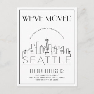Seattle Modern Deco   Adressänderung Ankündigungspostkarte