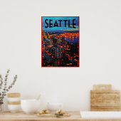 Seattle Night Skyline Poster (Küche)