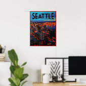Seattle Night Skyline Poster (Heimbüro)