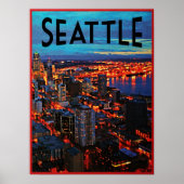 Seattle Night Skyline Poster (Vorne)