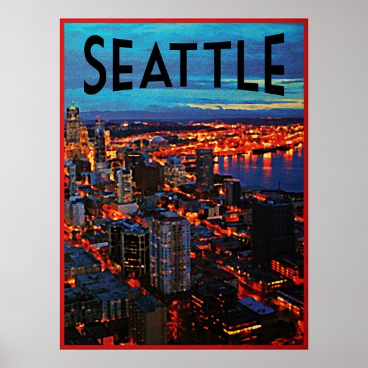 Seattle Night Skyline Poster (Vorne)