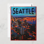 Seattle Night Skyline Postkarte (Vorne/Hinten)
