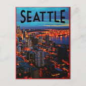 Seattle Night Skyline Postkarte (Vorderseite)