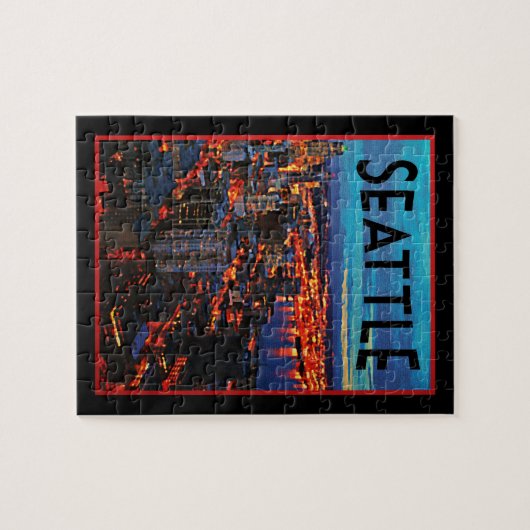Seattle Night Skyline Puzzle (Horizontal)
