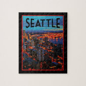 Seattle Night Skyline Puzzle (Vertikal)