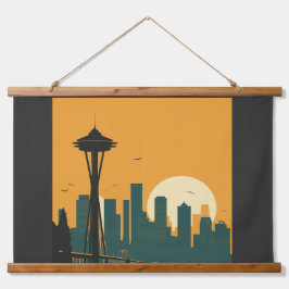 SEATTLE Nr. 1 Wandteppich Mit Holzrahmen