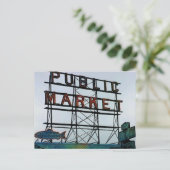 Seattle Open Fish Market Postkarte (Stehend Vorderseite)