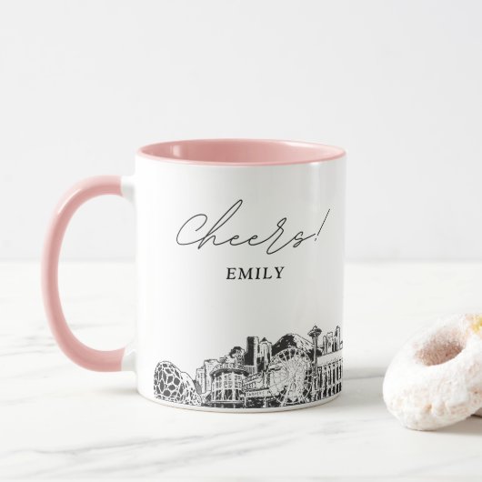 Seattle Personalisiert Wedding Coffee Tasse (Mit Donut)