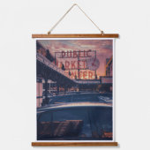 Seattle Pike Market Center Außenbereich Wandteppich Mit Holzrahmen (Vorderseite)