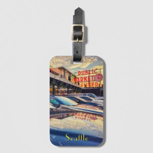 Seattle Pike Market Gepäckanhänger (Vorderseite Vertikal)