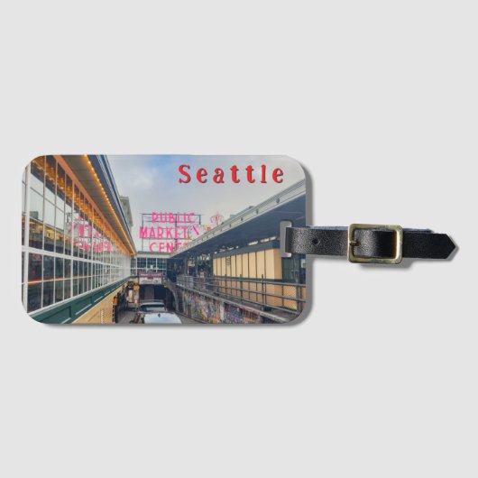 Seattle Pike Market Sign Gepäckanhänger (Vorderseite (Horizontal))