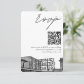 Seattle Pikes Place Wedding RSVP QR Code Small Begleitkarte (Stehend Vorderseite)