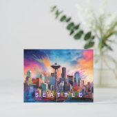 Seattle Postcard - Iconic Skyline Postkarte (Stehend Vorderseite)