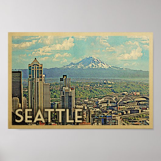 Seattle Poster Vintage Reiseplaner Rainier (Vorne)