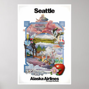 Seattle Poster Washington Kunst Alaska Airlines