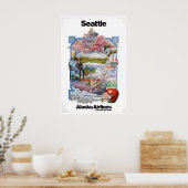 Seattle Poster Washington Kunst Alaska Airlines (Küche)