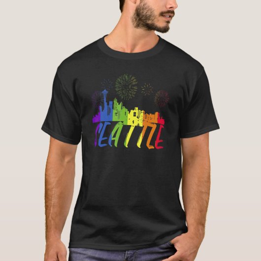 Seattle Pride Skyline Pride Parade Seattle T-Shirt (Vorderseite)