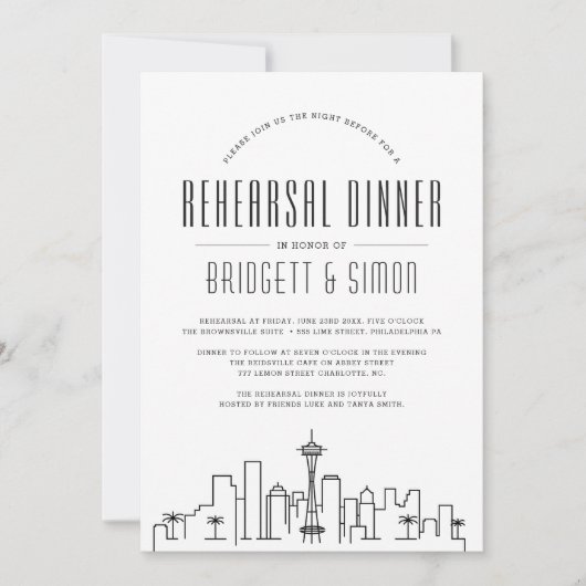 Seattle Probe Dinner | City Skyline Einladung (Vorderseite)