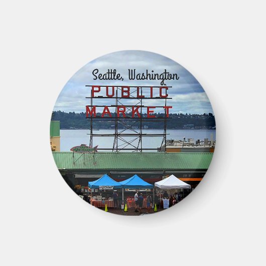 Seattle Public Market Centre #3 Round Magnet (Vorne)