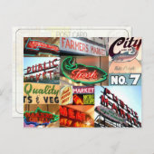 Seattle Public Market Typografy Postcard Postkarte (Vorne/Hinten)