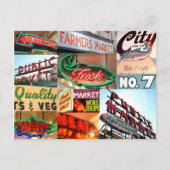 Seattle Public Market Typografy Postcard Postkarte (Vorderseite)