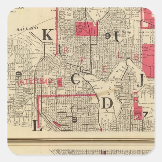 Seattle Quadratischer Aufkleber (Vorderseite)