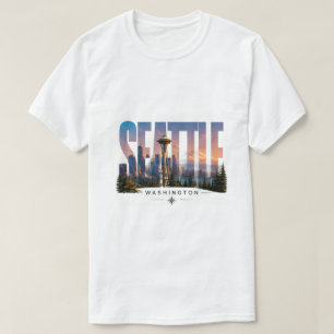 ☕ Seattle-Reise Skyline Bergansichten ☕ T-Shirt