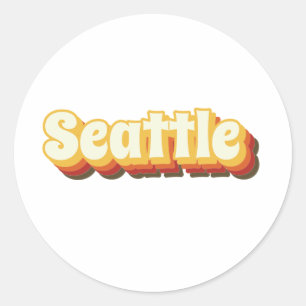 Seattle Retro Vintage Text Runder Aufkleber