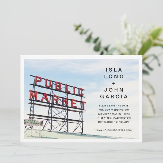 Seattle Save the Date Einladung (Stehend Vorderseite)