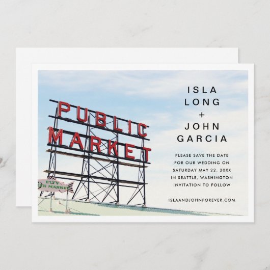 Seattle Save the Date Einladung (Vorne/Hinten)