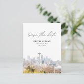 Seattle Save the Date Postcard Elegante Hochzeit Postkarte (Stehend Vorderseite)
