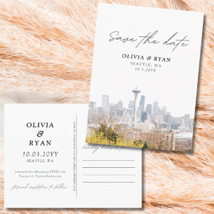 Seattle Save the Date Postcard Elegante Hochzeit Postkarte