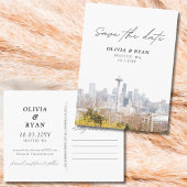 Seattle Save the Date Postcard Elegante Hochzeit Postkarte