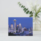 Seattle-Silhouette bei Dämmerung Postkarte (Stehend Vorderseite)