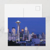 Seattle-Silhouette bei Dämmerung Postkarte (Vorne/Hinten)