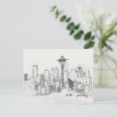 Seattle Sketch Postkarte (Stehend Vorderseite)