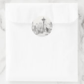 Seattle Sketch Runder Aufkleber (Tasche)