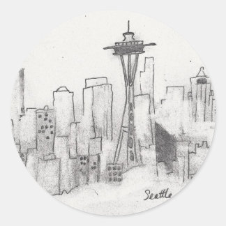 Seattle Sketch Runder Aufkleber